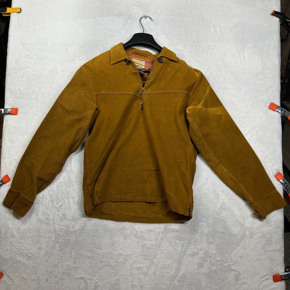 VTG Campus Rawhide Lacer Shirt Jacket Men Brown Lace Up Western USA Made - Small